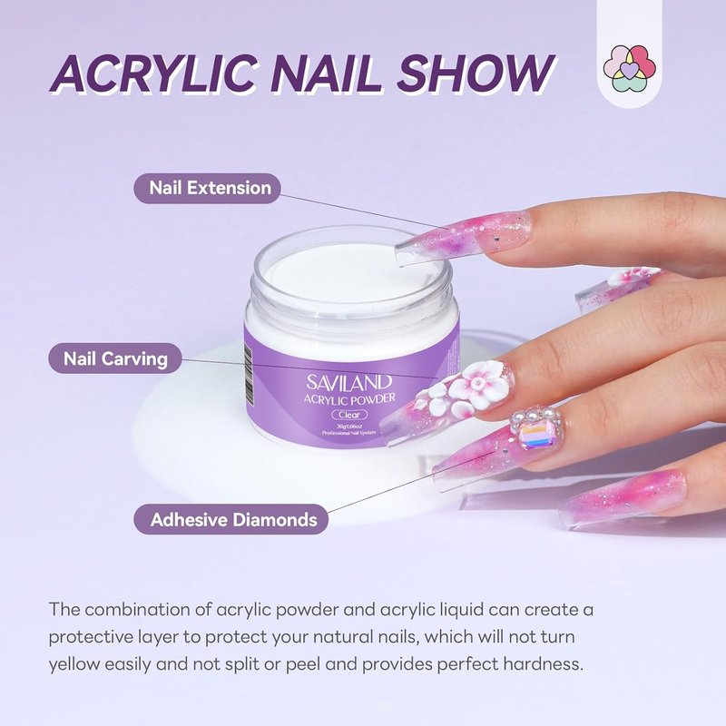 Acrylic Nail Kit Starter Set - 30g Clear Powder & Liquid | Essential Tools for DIY Manicure