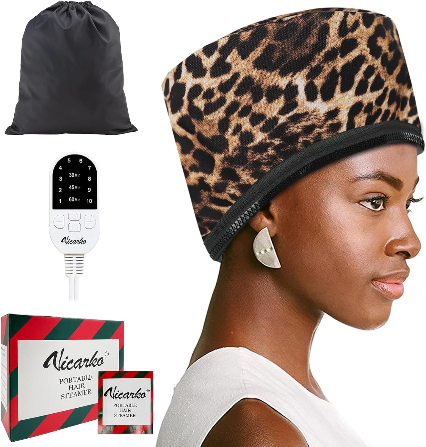 VICARKO Hair Steamer - Deep Conditioning Treatment with 10 Heat Levels | 118” Power Cord & Heating Cap