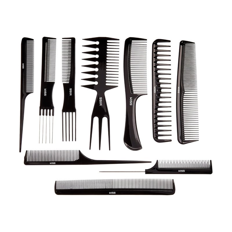 KISS Professional 10-Pc Comb Set | Detangle & Style Assortment for Effortless Hair Care