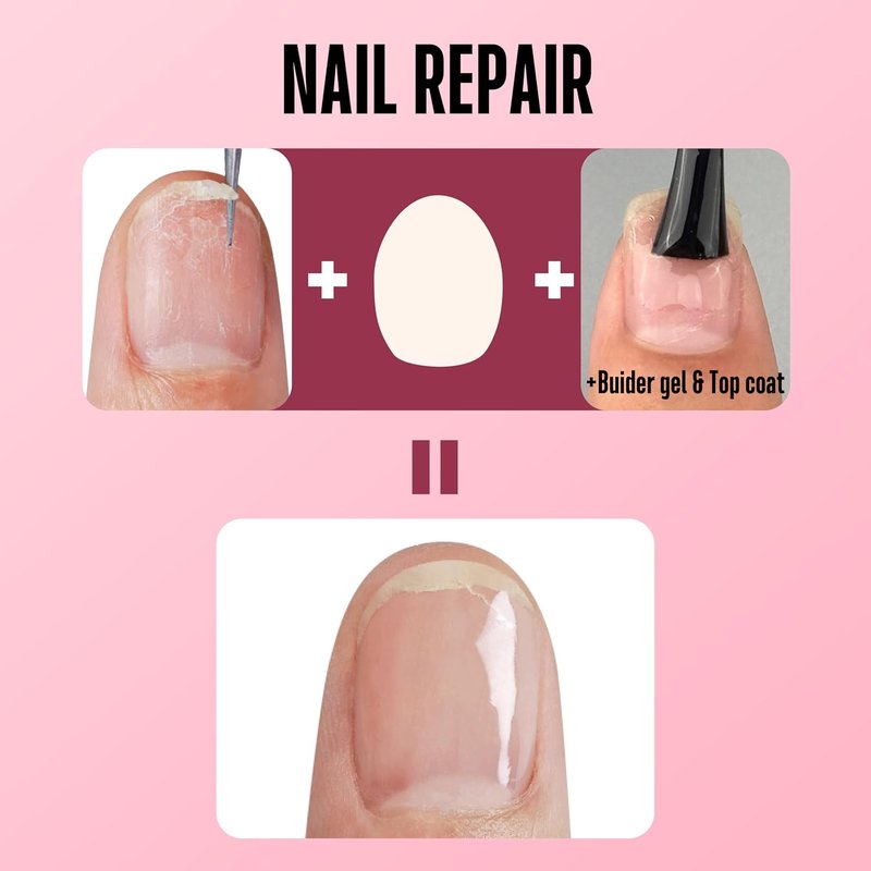Pre-Cut Nail Shaped Repair Sheets - Easy Fix for Broken Nails | 42 Units with Slim File & Protective Layer