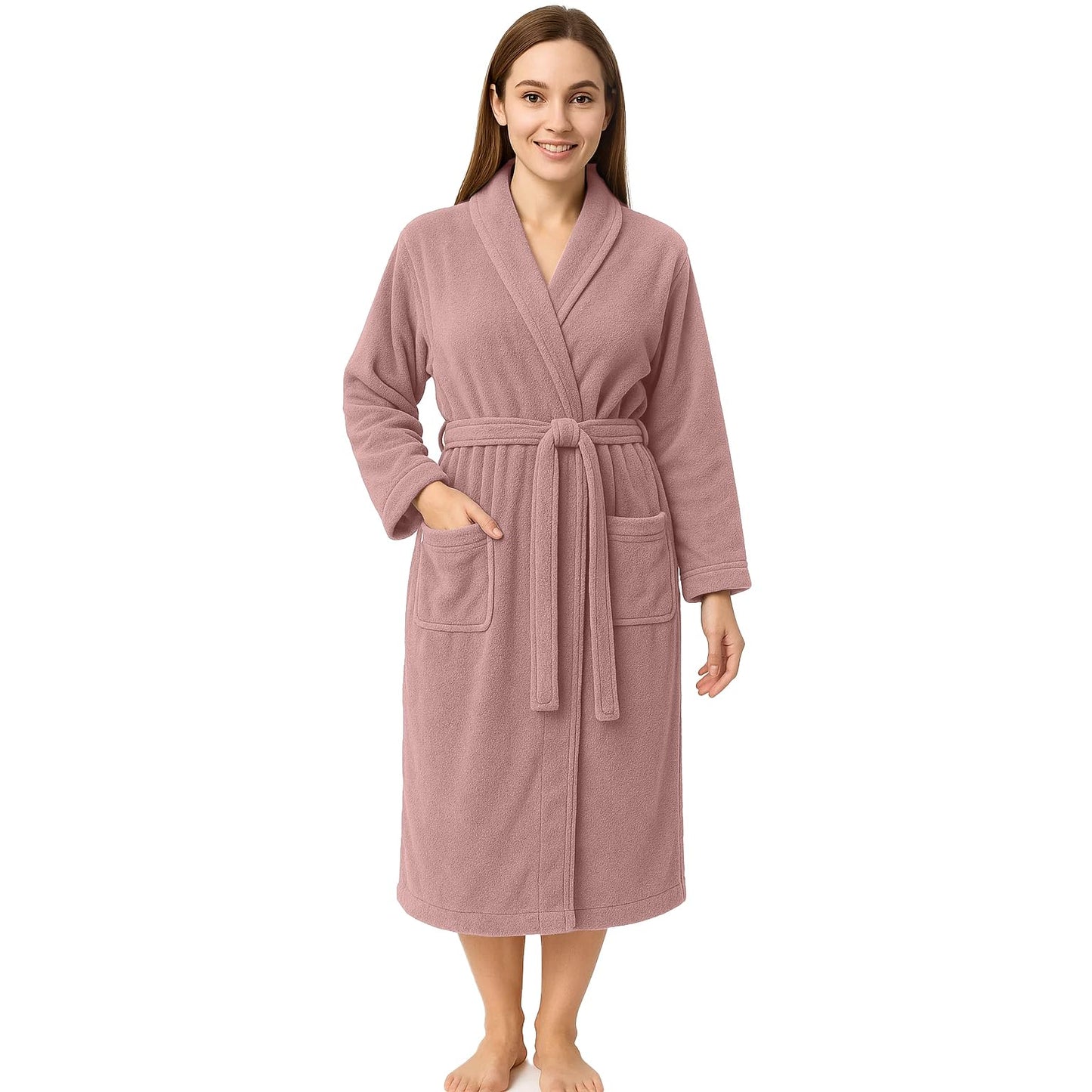 RIVERSIDE Premium 100% Cotton Terry Bathrobe For Women and Men - Soft Towel Robes with Shawl Collar Ajdustable Belt & Pockets