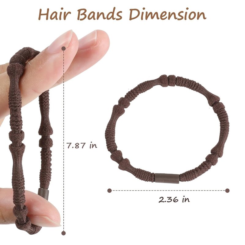 Boho Hair Ties - 20 PCS No-Damage Elastic Bands for Thick or Thin Hair | Cute Brown Hair Accessories for Women