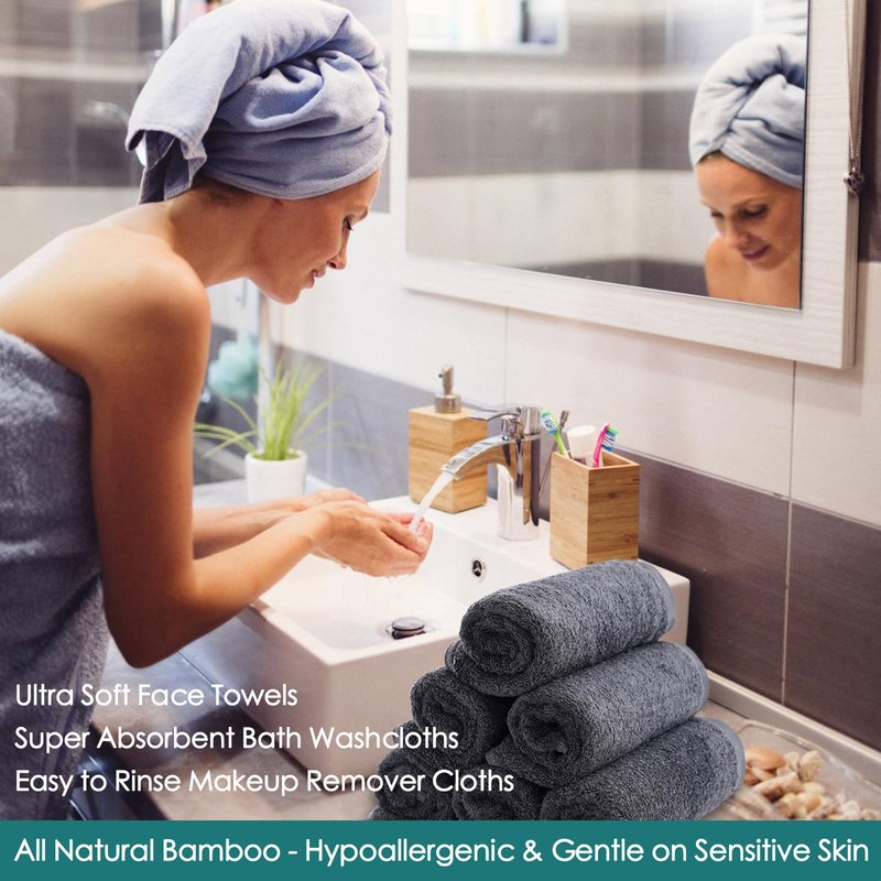 JEFFSUN Wash Cloths for Face and Body, Super Soft and Skin Friendly Face Towels on Sensitive Skin, Reusable Makeup Eraser Rags, Easy to Rinse Facial Cleaning Cloths Pack with Hang Loop