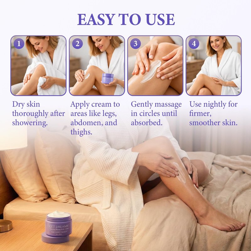 Bellisinno Get Dreamy Overnight Toning Whip, Firming Body Cream to Help Improve the Appearance of Loose Skin and Uneven Texture on Belly, Booty, Arms and Thighs, Hydrating Whipped Formula, 3.38 Fl Oz