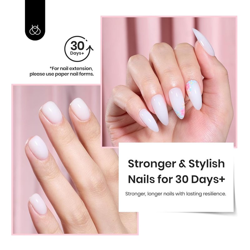 Beetles Builder Gel for Nails HEMA-Free,Milky White Building Gel,for Building Apex Strengthening Thickening Sensitive Nails Extension,Friendly for Beginners,DIY Salon Manicure,LED UV Lamp Needed