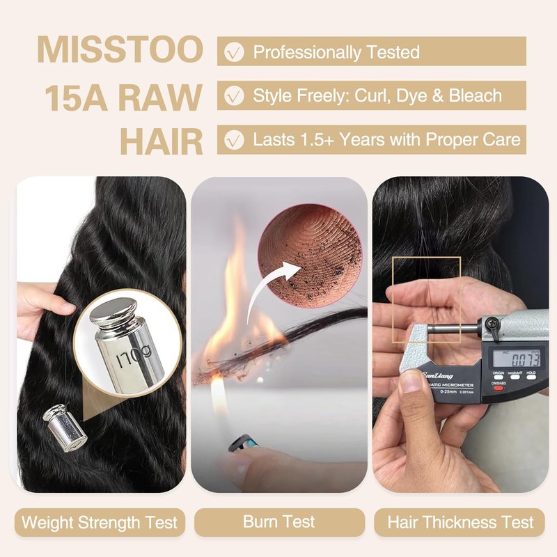 Misstoo 15A Cambodian Body Wave Bundles, 3 Bundles 18 20 22 Inch, Ultra Thin Double Drawn Sew In Weft, Unprocessed Raw Virgin Real Human Hair Extensions, Cuticle Aligned, Triple Lifespan, Reusable
