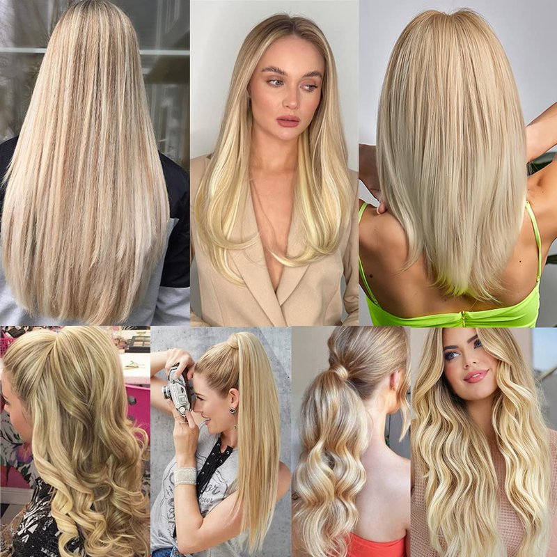 Skiennix Blonde Body Wave Hair Extensions - 3 Bundles of Unprocessed Virgin Brazilian Hair | 8, 10, 12 Inch