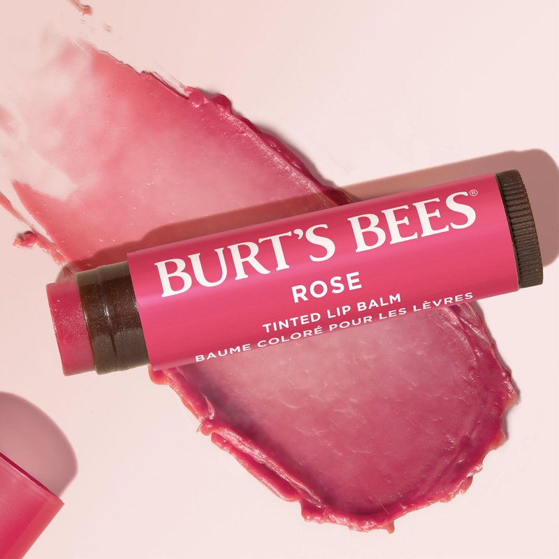 Burt's Bees Lip Tint Balm with Long Lasting 2 in 1 Duo Tinted Balm Formula,Color Infused with Deeply Hydrating Shea Butter for a Natural Looking Buildable Finish,Petal Rose,2 Count (Pack of 8)