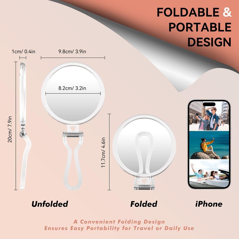 Auxmir 1X/30X Double-Sided Travel Magnifying Mirror - Foldable Handheld for Makeup & Shaving