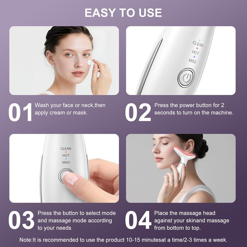 Red Light Therapy Face Massager - Multifunctional Micro-Current & LED Tool for Home Use | Rechargeable & Portable