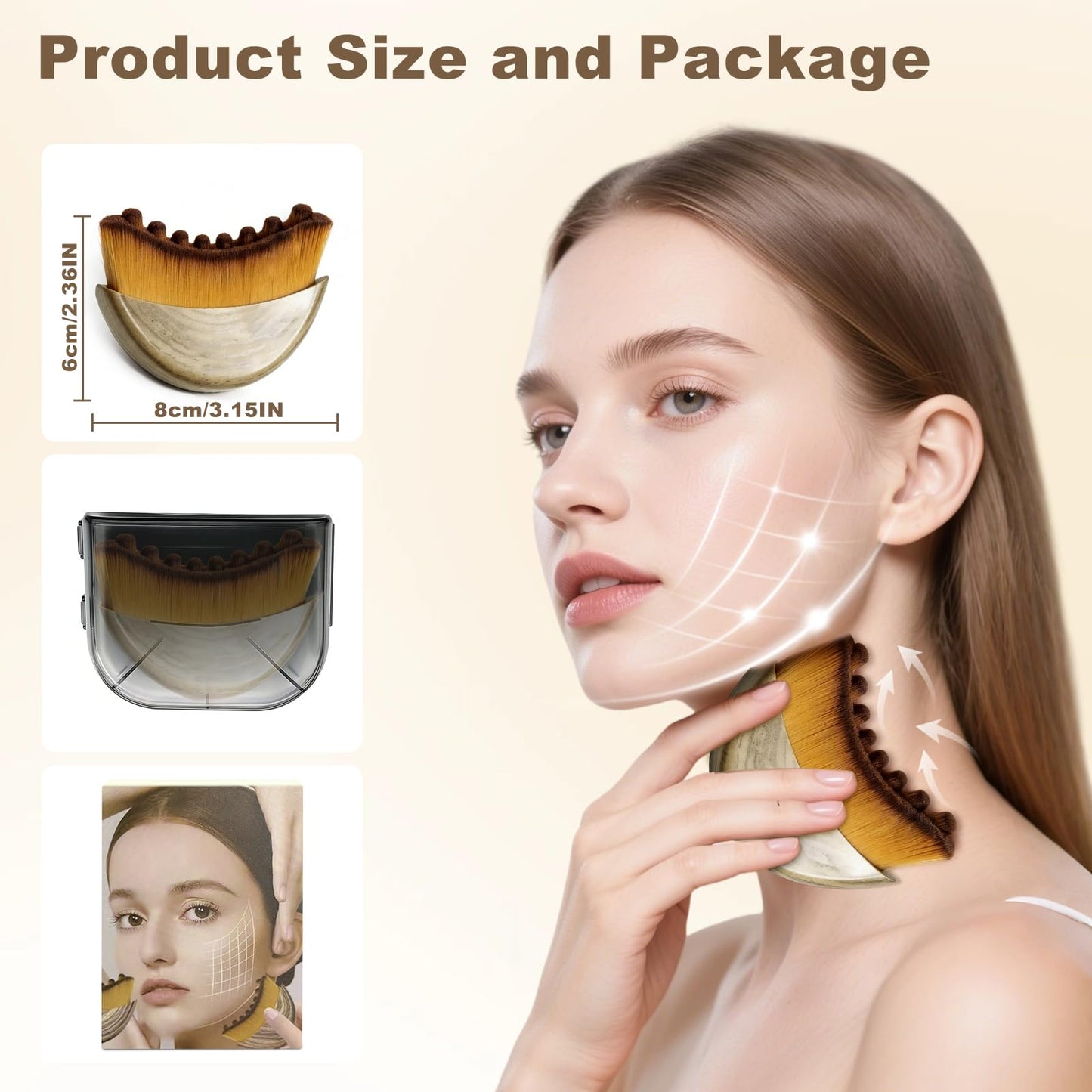 Lymphatic Contour Face Brush,Manual Lymphatic Drainage Massage Brush with Soft Hypoallergenic Bristles, Face Sculpting Brush for Jawline & Neck Lifting,Facial Tool & Face Depuffer