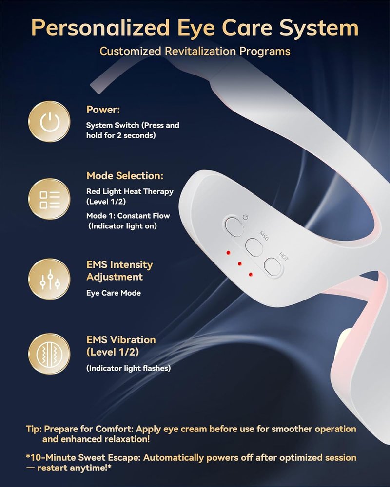 Red Light Therapy Device for Under Eyes - 630nm Eye Mask for Dark Circles & Puffiness | Off-White