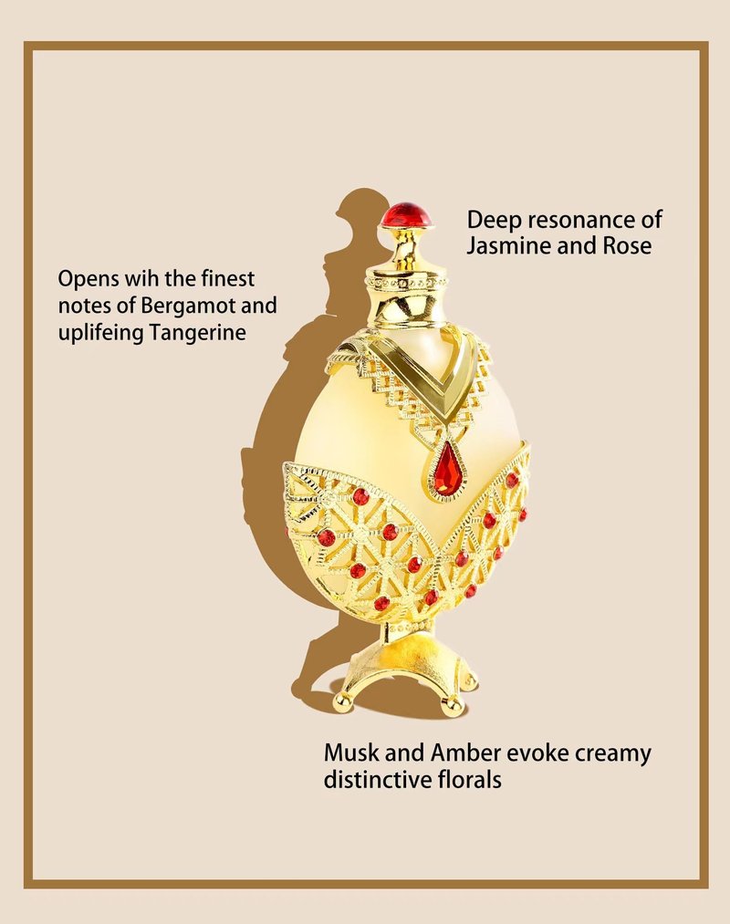 Huibao Gold Arabian Concentrated Perfume Oil, Arabic Perfumes for Women, Arabian Perfumes Oill- Long Lasting Perfume Oil (12ml)