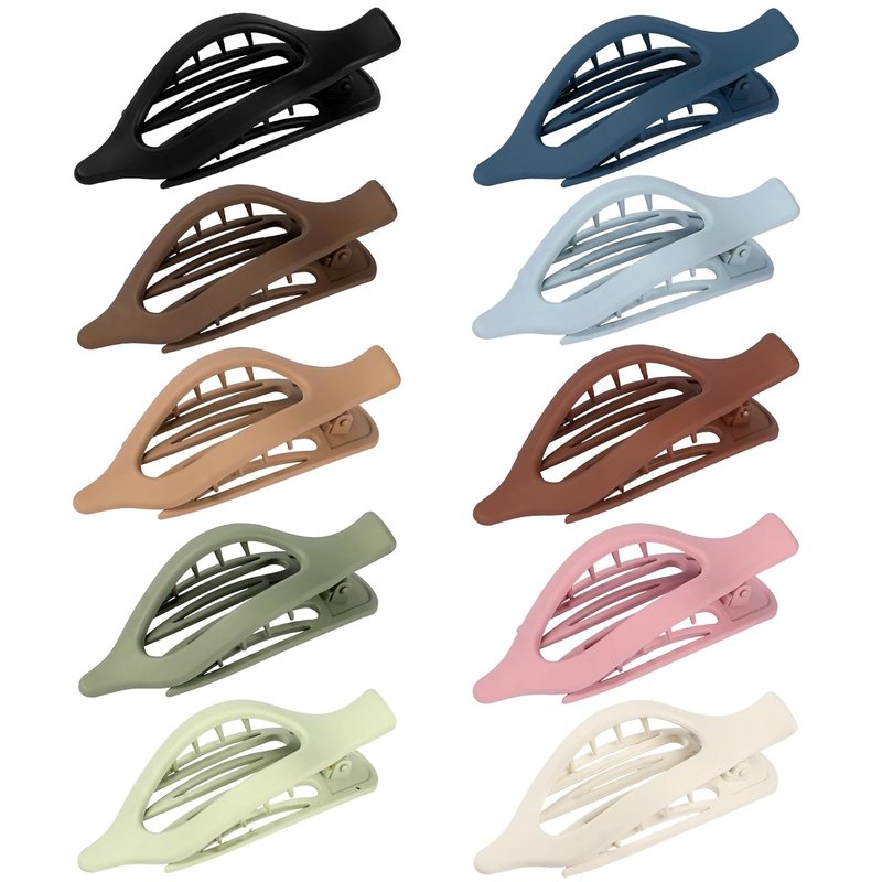 Sisiaipu Flat Hair Clips - 10 Pcs French Claw Clips for Thick & Thin Hair | Dark Colorful Barrettes