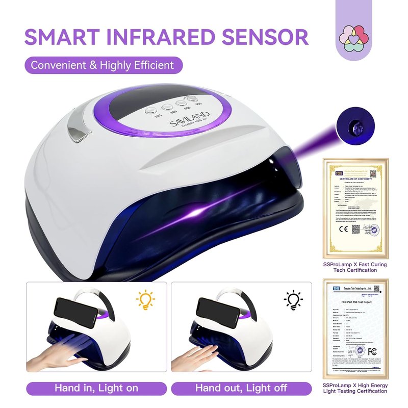 SAVILAND 300W UV Nail Lamp - Super Fast Gel Nail Curing with Motion Sensor & 4 Timers | Ideal for Nail Salons