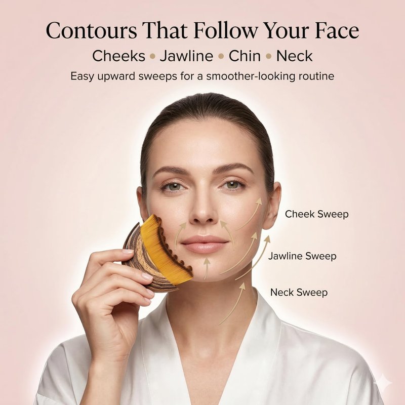 1/2 PCS Lymphatic Contour Face Brush - Lymphatic Drainage Brush Massager Double Chin Reducer, Anti-Puffiness & Lift, Improves Skin Glow & Absorption, Dry for Face Sculpting(1PCS)