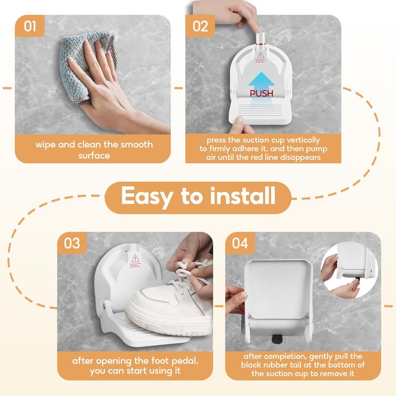 No-Drill Foldable Anti-Slip Shower Foot Rest，Shower Step for Shaving Legs with Powerful Suction Cups, Multi-Purpose Shower Shaving Foot Rest，Supports Pregnant Women and Those with Back Pain