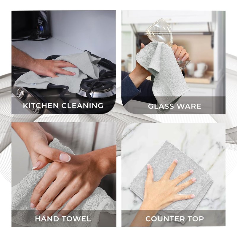 Avalon Towels Cotton Washcloths 24-Pack – 12 x 12 Inch Silver Super Soft & Absorbent Ring-Spun Cotton Wash Cloths for Face, Bath, Spa, Gym, Hotel & Cleaning