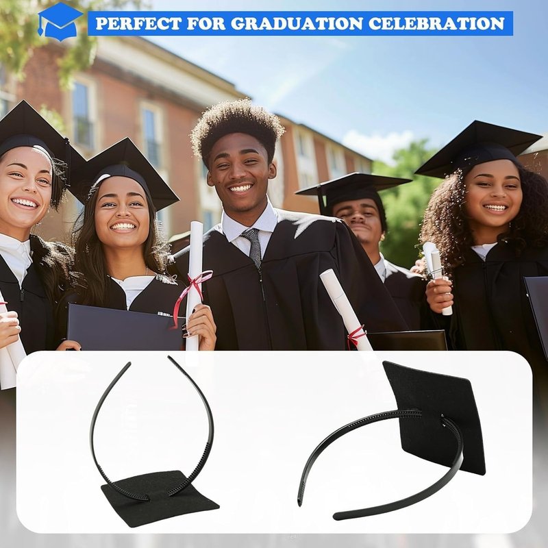 FLCCTMZ Graduation Cap Headband Insert, Firm Anti-fall HairBand for Graduation Hat Headband Grad hat Holder decorations Accessory for Graduates, Students, Women (Grad Cap Not Included)