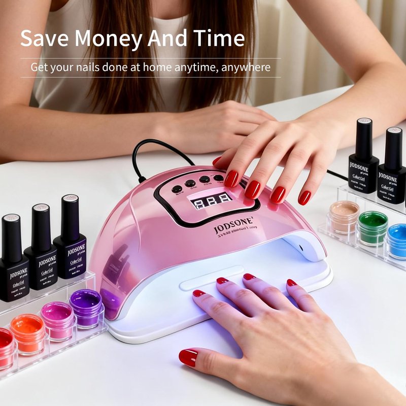JODSONE Pink U V Nail Lamp for Gel Nail Polish Manicure Light with 4 Timers & Automatic Sensor Nail Dryer Curing LED Light
