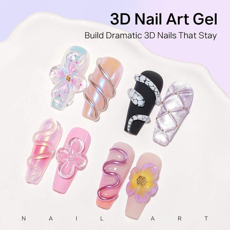 MIZHSE 3D Gel Nail Art Sculpting Gel - 60g Non-Sticky Clear Builder Gel for Nail Art Charms & Molding