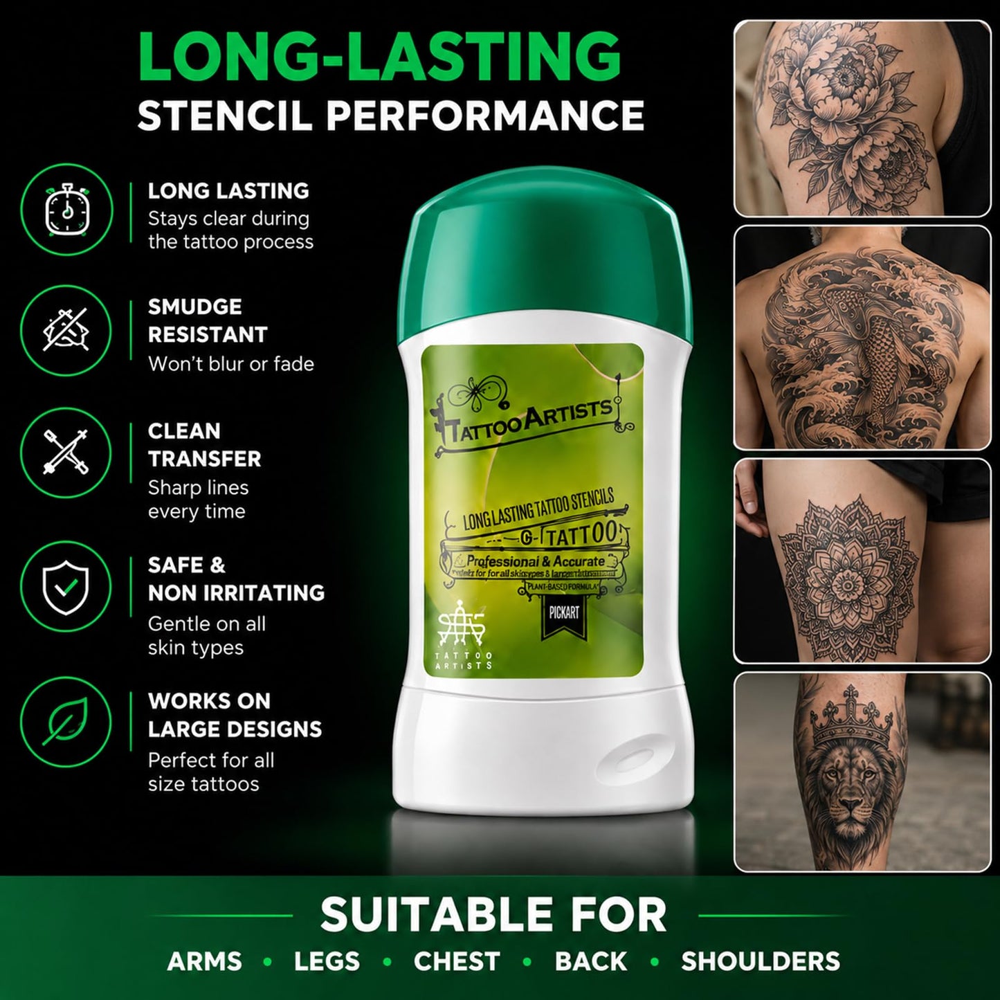 Rayyl Tattoo Transfer Gel - 2 Packs Tattoo Stencil Gel 60g (2.0 oz Each) Long Lasting Stencil Paper Transfer Cream with Twist-Up Design, Stencil Adhesive for Crisp Lines & Body Art Tattoo Supplies