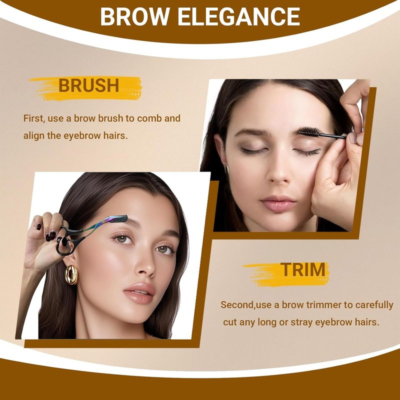 2 in 1 Eyebrow Scissors with Comb and Brush – Professional Stainless Steel Trimmer for Women and Men, Precision Beauty Grooming Tool for Shaping and Makeup Prep