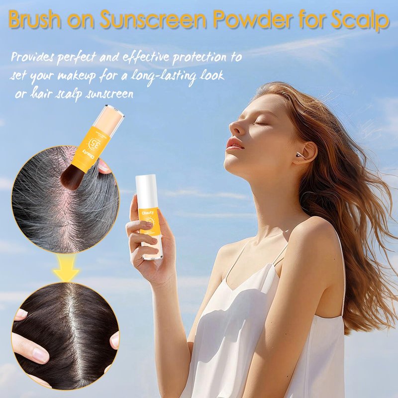 Mineral Powder Sunscreen for Face & Scalp, SPF 35, Brush on Sunscreen Setting Powder, Matte Oil Control Hair Sunscreen Face Powder, Lasting Lightweight Breathable (#01 Translucent)