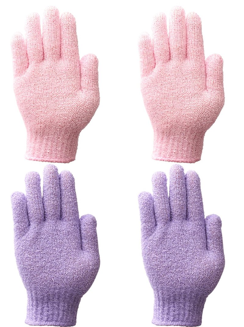Shower Gloves,Double Sided Exfoliating Bath Gloves,Shower Body Scrub Gloves for Women & Men Deep Clean Skin Spa Massage Beauty Skin Shower Scrubber Bathing Accessories,#P207 (2pairs Color 06)