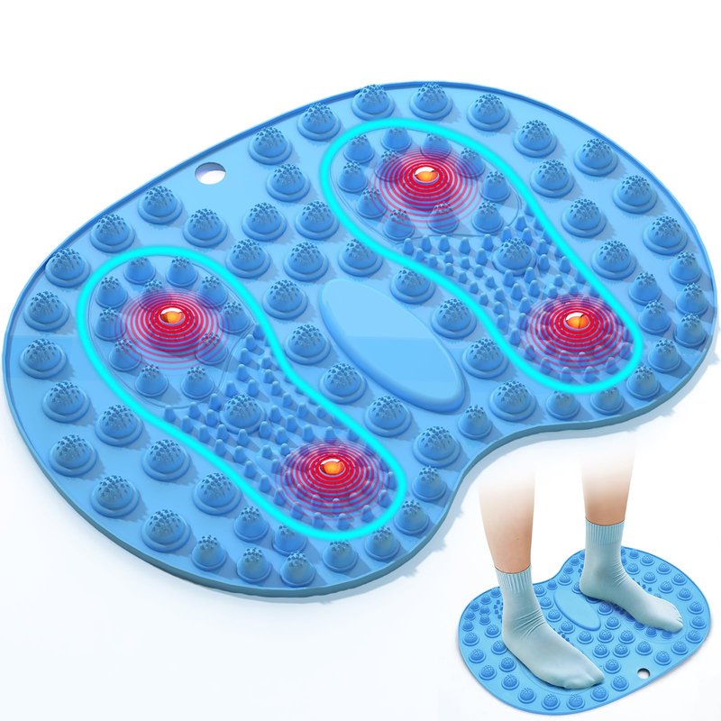 GEENOA Foot Massage Mat, Hard Reflexology Mat with Magnetic Therapy, Big Foot-Shaped Acupressure Mat for Feet Relaxation, Under Desk Mat Pressure Point Mat for Pain, Fatigue and Stress Relief(Blue)