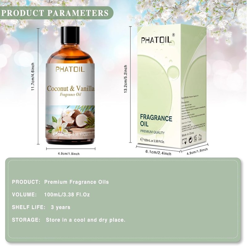 Coconut & Vanilla Fragrance Oils - Aromatherapy Essential Oils for Diffusers | 3.38 FL OZ (100ml)