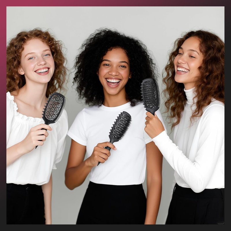 Curl Defining Vented Hair Brush - Effortless Detangling & Shaping | For All Hair Types, Reduces Frizz