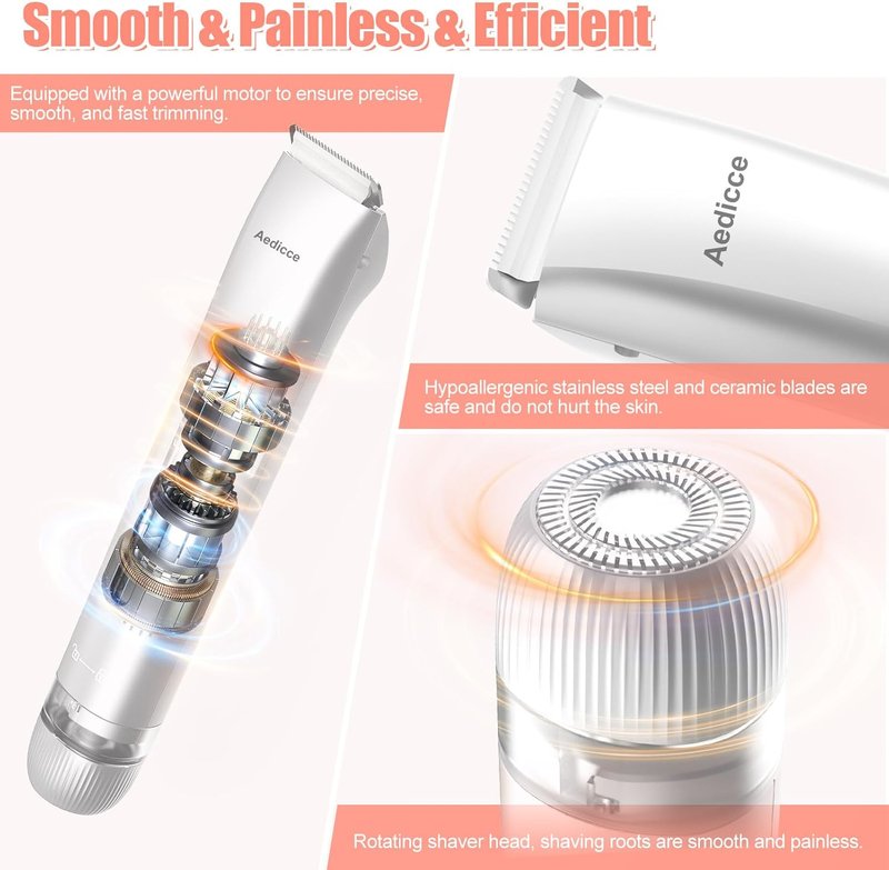 Bikini Trimmer for Women - 2-in-1 Electric Shaver & Razor | IPX7 Waterproof, Rechargeable Hair Removal for Body & Face