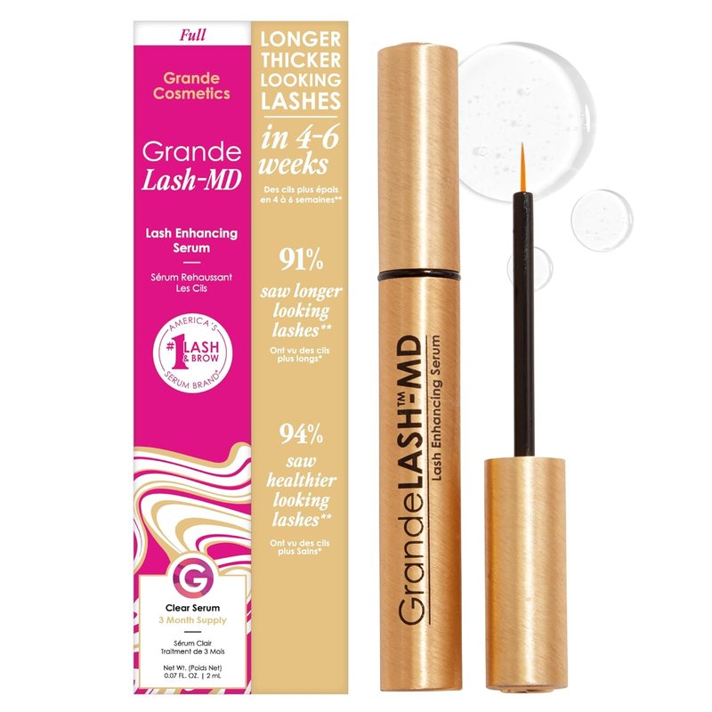 Grande Cosmetics GrandeLASH-MD Lash Enhancing Serum - Peptide & Vitamin Infused for Longer, Thicker Lashes | Ophthalmologist Tested