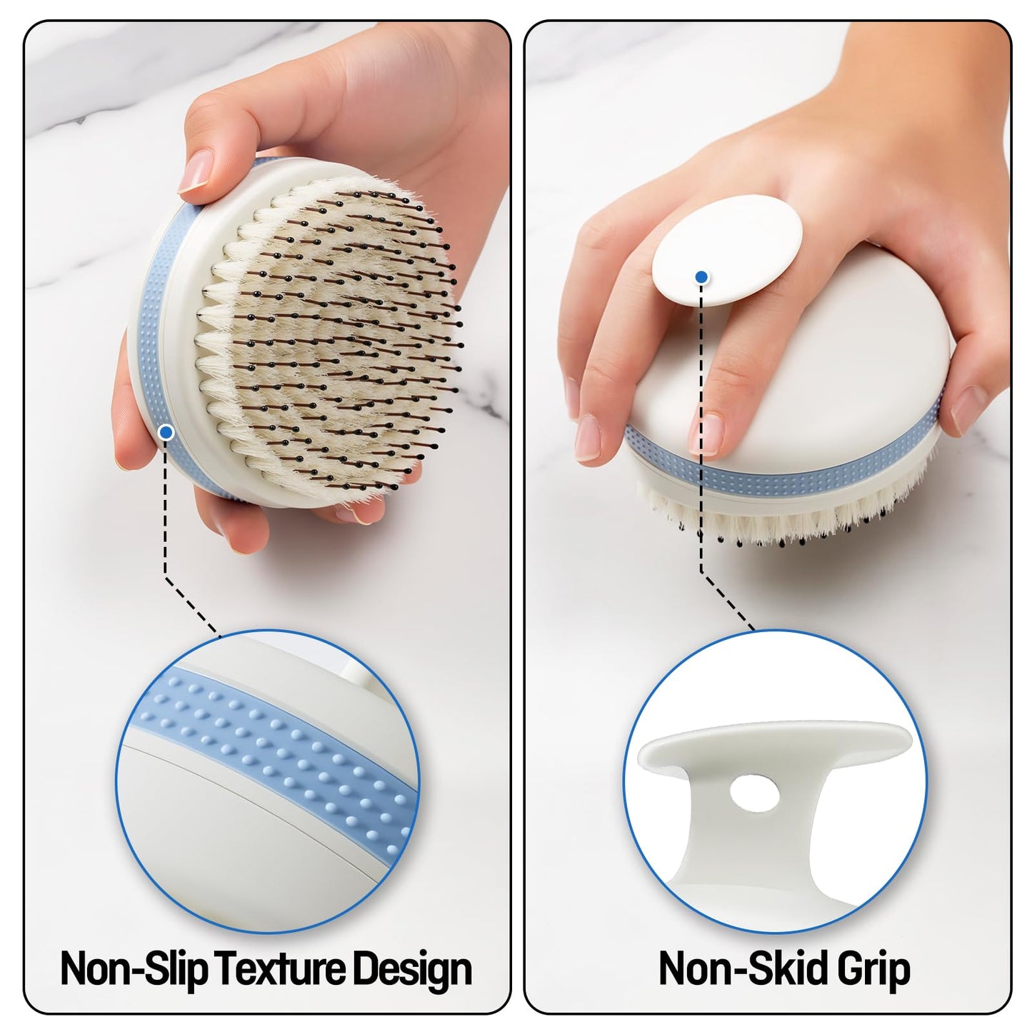 Wonsagain Scalp Massager with Double-Layer Bristles,Anti-Slip Rich-Lathering Hair Washing Shampoo Brush,Curved Scalp Scrubber with Better Head Fit for Dandruff Removal,Wet&Dry Use Scalp Stimulator.
