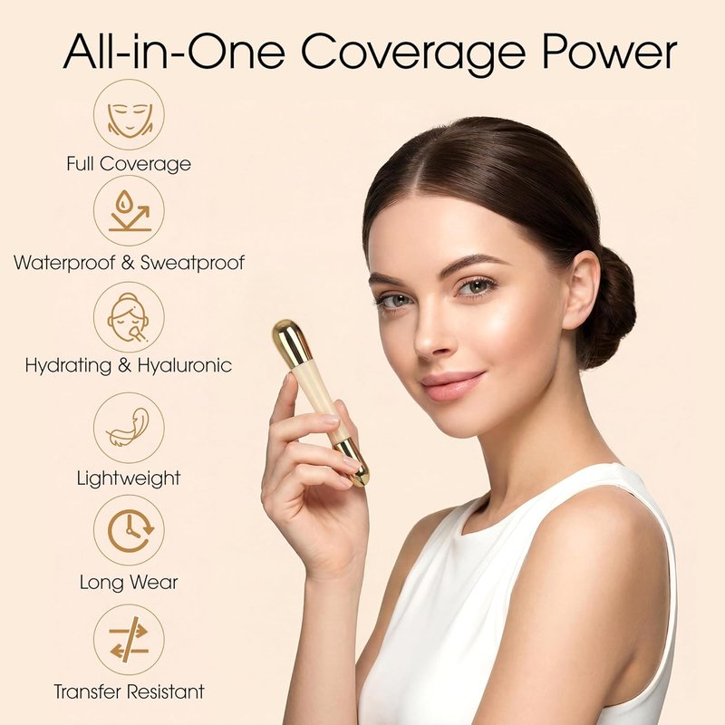 Skiennix Full Coverage Liquid Concealer - Double-Headed Waterproof Corrector for Dark Circles & Blemishes | Ivory 0.23 fl oz