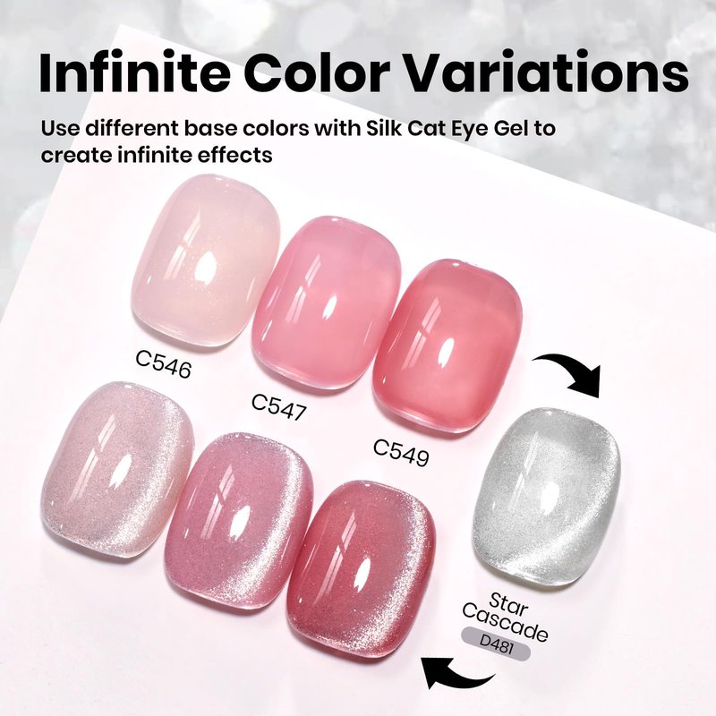 Beetles Silver Cat Eye Gel Nail Polish - 15ML Silver Glitter Cat Eye Gel Polish with Magnet Soak Off UV Velvet Nail Polish Salon DIY Manicure Gift for Women