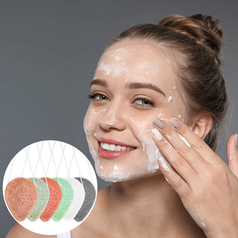 6 Pack Natural Konjac Facial Sponges, findTop 6 Colors Konjac Facial Sponges for Gentle Face Cleansing and Exfoliation