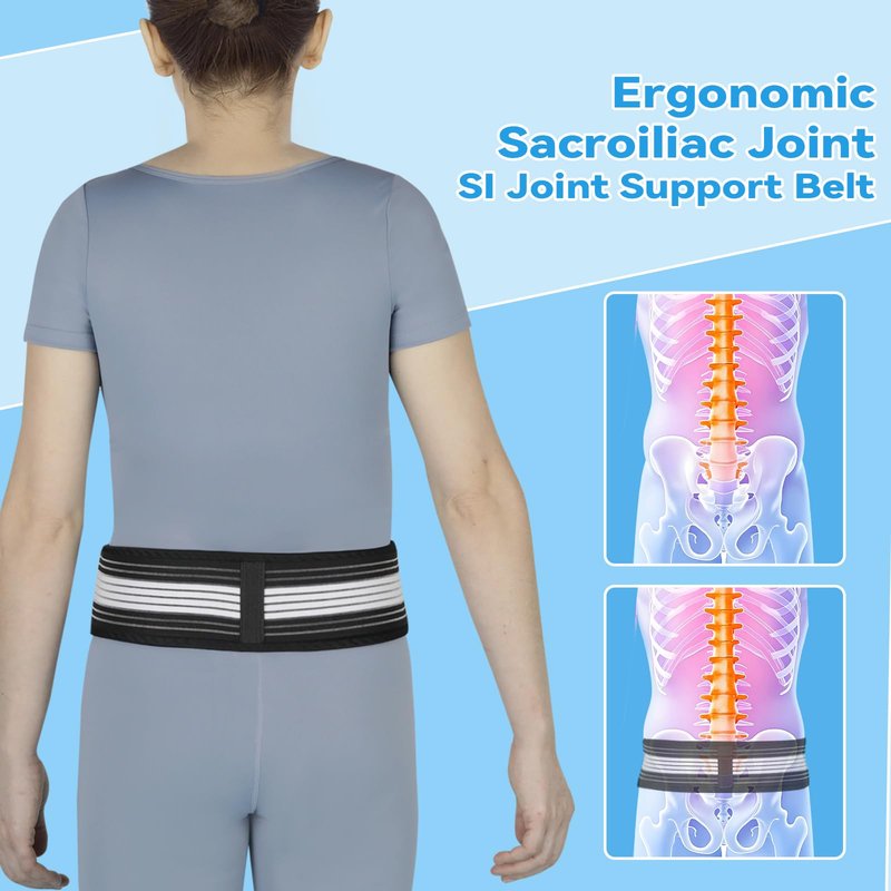 Waist Belt Sacroiliac Hip Belt, Lumbar Support Sciatica Pain Relief, Sacroiliac SI Joint - Lower Back Support Brace for Women and Men, Non-Slip and Adjustable & Breathable Back Pain Relief (Medium)