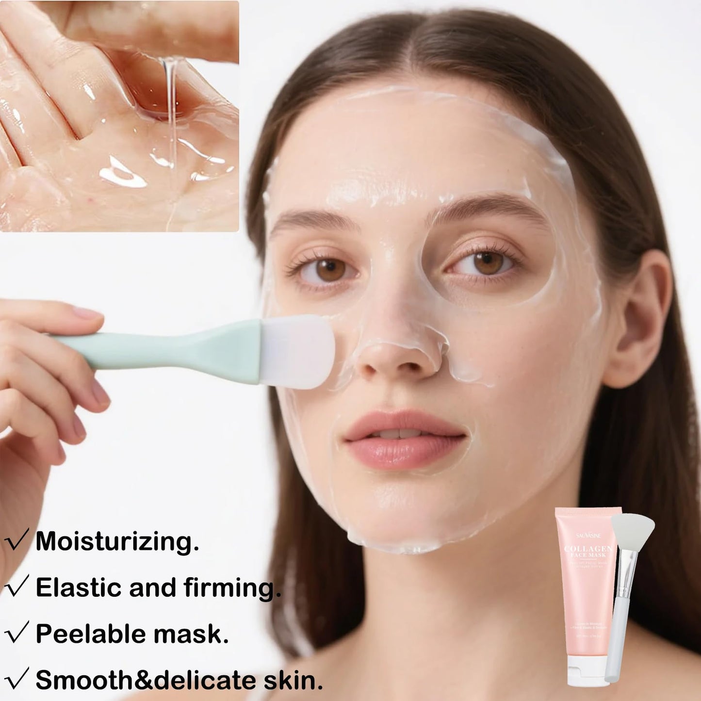 Ueseinl Collagen Wrapping Peel-Off Mask Overnight, Collagen Night Wrapping Face Mask, Hydrates & Firming Face Mask for Moisturizing & Tightening, Glowing Skin