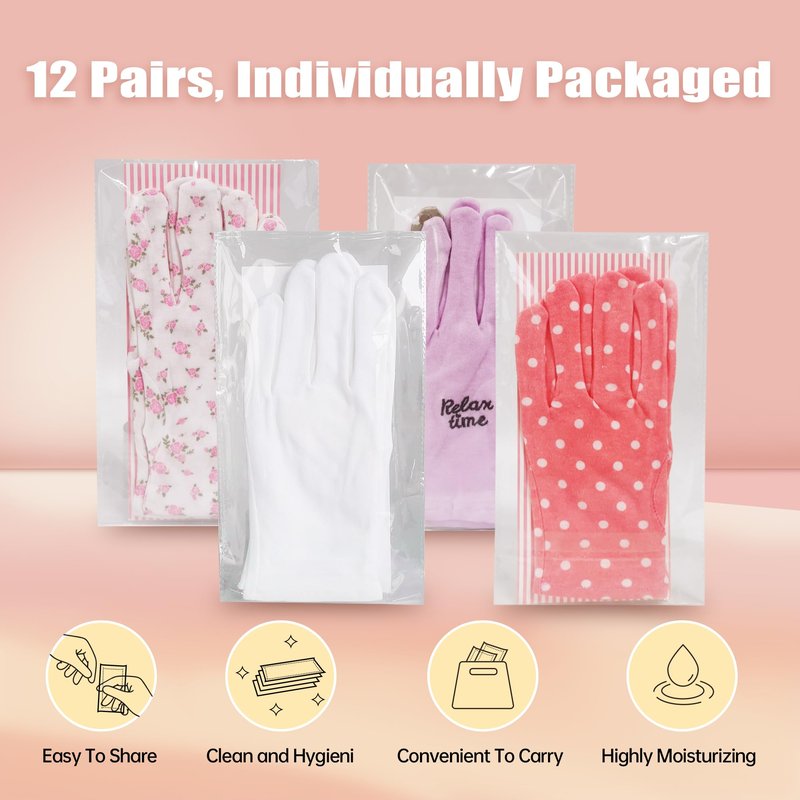 HandLove Premium 100% Cotton Gloves | Moisturizing Gloves for Dry Hands | Overnight Sleeping & Eczema | Pure White, 12 Pairs, Christmas Dress-Up Gloves