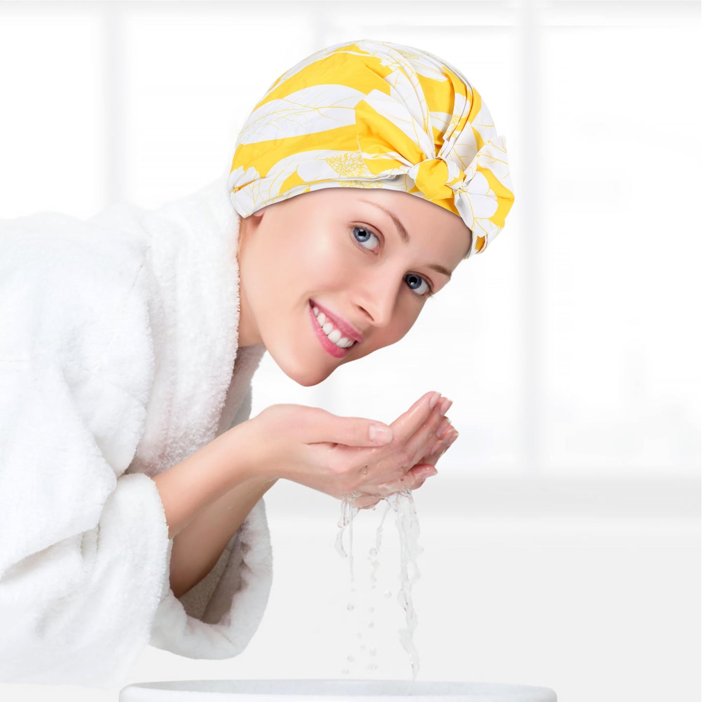YANA Shower Cap for Women - Waterproof, Reusable Shower Cap for Shower, Bath, Swim