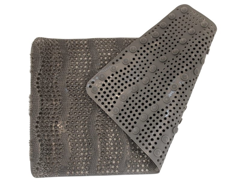 Dependable Industries Inc. Essentials Velvet Grass Bathmat Textured Spa Quality Foot Scrubber Bathroom Tub & Bath Mat Anti-Slip 27" x 15" (Gray)
