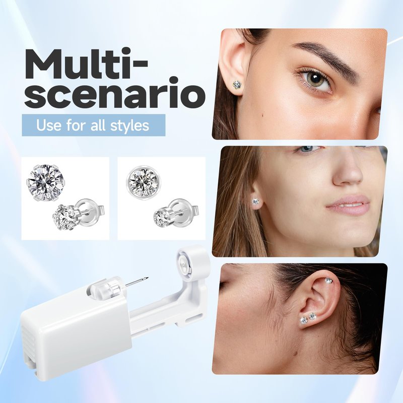 Makalong 4pcs Ear Piercing Kit, Self Ear Piercing Gun, Easy And Safe Ear Piercing Gun Kit, Disposable Earring Piercing Kit, Piercing Kit, Piercing Gun