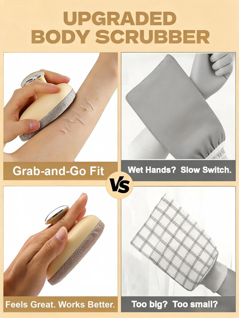 New Deep Exfoliating Body Scrubber, Upgraded Traditional Exfoliating Body Scrubber & Glove, Deep Exfoliating Bath Sponge for Women and Man, Body Brush, Exfoliator & Dead Skin Remover