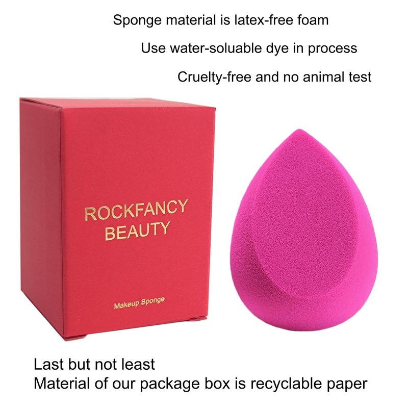RockFancy Makeup Sponge with Low Absorption and Flawless Finish, Latex Free PU with Wet Dry Use for Foundation, Concealer and Contour, Ideal for Liquid, Cream and Powder for a Smooth Complexion