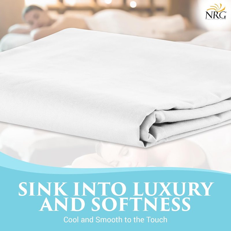 Cotton Poly Massage Table Sheet Set by NRG - 3 Piece Set - Face Cradle Cover, Flat Sheet and Fitted Sheet - 175 Thread Count - Soft, Durable 50/50 Cotton Poly Blend - Color: White