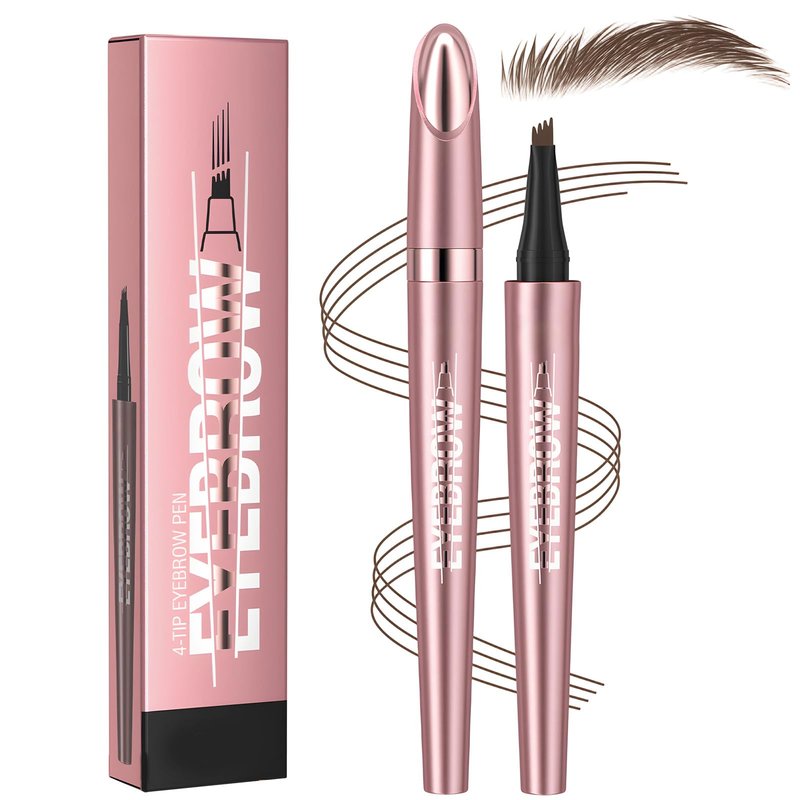 Microblading Eyebrow Pen, 2026 New 4-Tip 3D Eyebrow Pencil, Waterproof Long-Lasting Fine Stroke Contouring Pen, Premium Natural Brow Makeup for All-Day Wear (Dark Coffee)