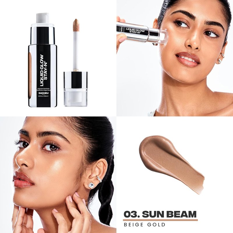 Glow Beamin' Bundle - High Pigment Buildable Makeup for Luminous Glow | Includes Lip Liner, Cheek & Liquid Glow