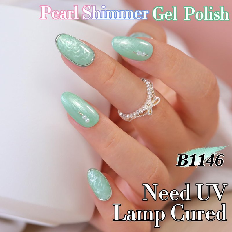 Gel Nail Polish - Double Rhythm 15ML Soak Off Pearl Green for DIY Manicure | Art Salon Quality